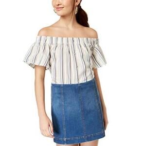 7 Sisters Juniors Striped Off-The-Shoulder Top Size S